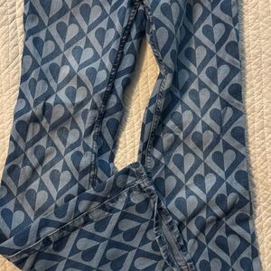 Abercrombie & Fitch Kids Blue Heart Pattern Flare Jeans